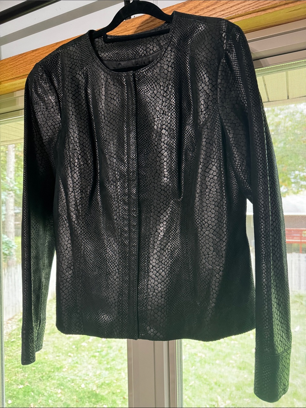Alfani Black Leather Snake-Embossed Jacket